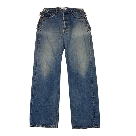 EB Denim Chain Vintage 90s Levi's Jeans Straight Women's Large - Picture 1 of 14